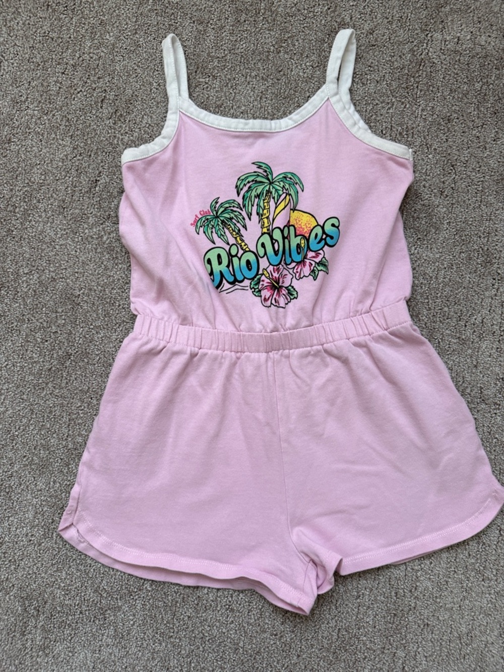 Rio Vibes Pink Girls' Romper - Cute Tropical Print- Zara 11-12 years/ 148 cm